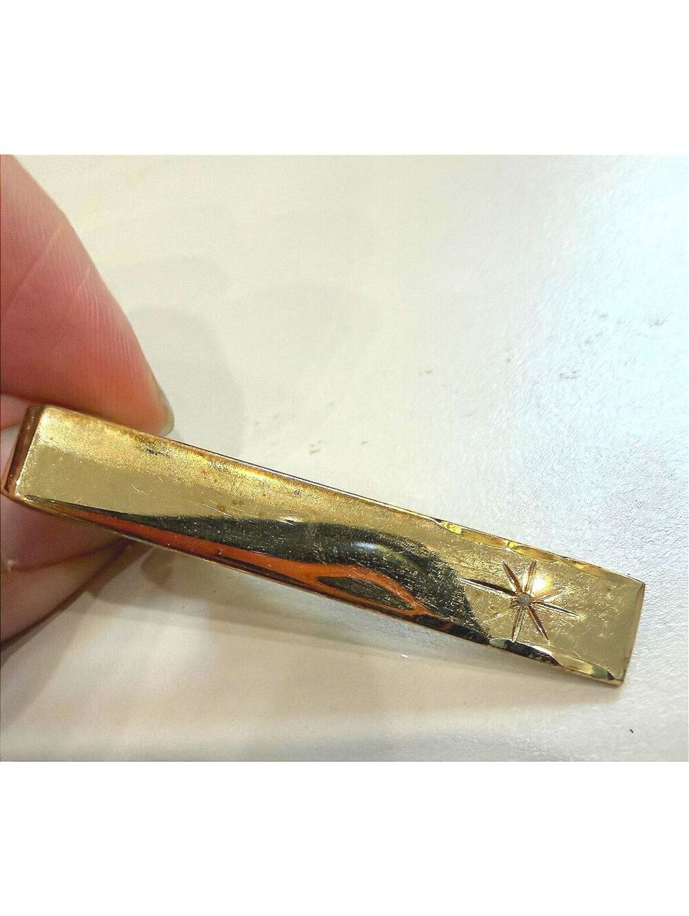 Gold Tone Non-Precious Metal Tie Clip with Star Detail